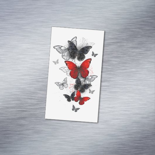 Flying Black and Red Morpho Butterfliegen Magnetische Visitenkarte (Beispiel)