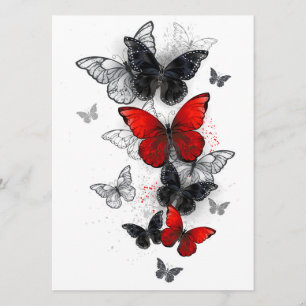 Flying Black and Red Morpho Butterfliegen Menükarte