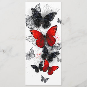 Flying Black and Red Morpho Butterfliegen Menükarte