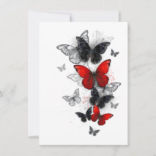 Flying Black and Red Morpho Butterfliegen Mitteilungskarte