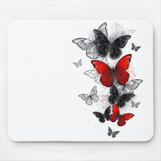 Flying Black and Red Morpho Butterfliegen Mousepad (Vorne)