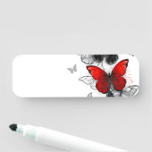 Flying Black and Red Morpho Butterfliegen Namensschild (Beispiel)