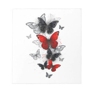 Flying Black and Red Morpho Butterfliegen Notizblock