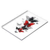 Flying Black and Red Morpho Butterfliegen Notizblock (Linke Seite)
