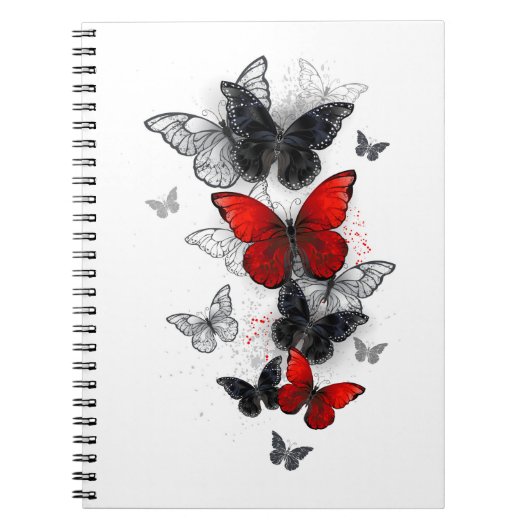 Flying Black and Red Morpho Butterfliegen Notizblock (Vorderseite)