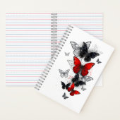 Flying Black and Red Morpho Butterfliegen Notizblock (Innen)