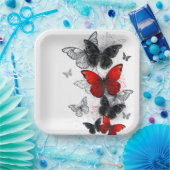 Flying Black and Red Morpho Butterfliegen Pappteller (Party)