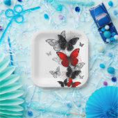 Flying Black and Red Morpho Butterfliegen Pappteller (Party)