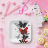 Flying Black and Red Morpho Butterfliegen Pappteller (Party)