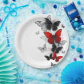 Flying Black and Red Morpho Butterfliegen Pappteller (Party)