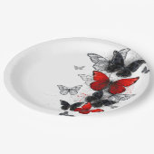 Flying Black and Red Morpho Butterfliegen Pappteller (Schrägansicht)