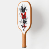 Flying Black and Red Morpho Butterfliegen Pickleball Schläger (Links)