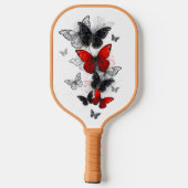 Flying Black and Red Morpho Butterfliegen Pickleball Schläger (Rückseite)