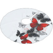 Flying Black and Red Morpho Butterfliegen Polyester Weihnachtsbaumdecke (Schrägansicht)