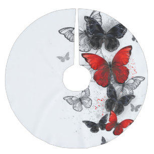 Flying Black and Red Morpho Butterfliegen Polyester Weihnachtsbaumdecke