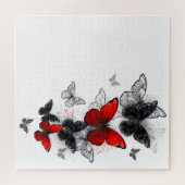 Flying Black and Red Morpho Butterfliegen Puzzle (Horizontal)
