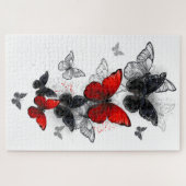 Flying Black and Red Morpho Butterfliegen Puzzle (Horizontal)