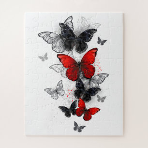 Flying Black and Red Morpho Butterfliegen Puzzle