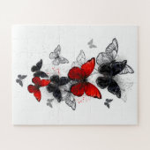 Flying Black and Red Morpho Butterfliegen Puzzle (Horizontal)