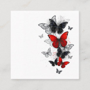 Flying Black and Red Morpho Butterfliegen Quadratische Visitenkarte