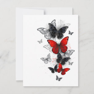 Flying Black and Red Morpho Butterfliegen RSVP Karte