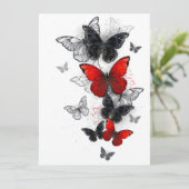 Flying Black and Red Morpho Butterfliegen Save The Date (Stehend Vorderseite)