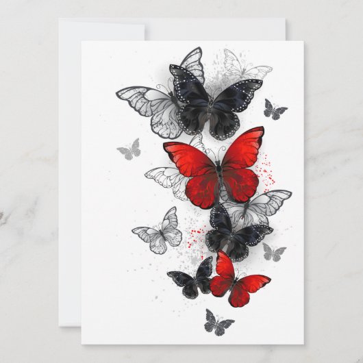 Flying Black and Red Morpho Butterfliegen Save The Date (Vorderseite)