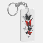 Flying Black and Red Morpho Butterfliegen Schlüsselanhänger (Vorderseite links)