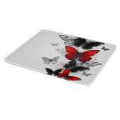 Flying Black and Red Morpho Butterfliegen Schneidebrett (Ecke)