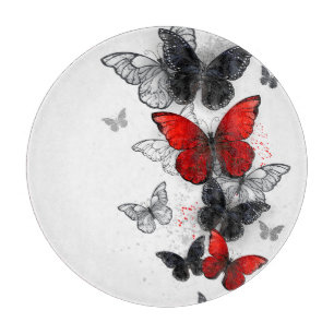 Flying Black and Red Morpho Butterfliegen Schneidebrett