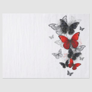 Flying Black and Red Morpho Butterfliegen Seidenpapier