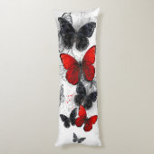 Flying Black and Red Morpho Butterfliegen Seitenschläferkissen (Rückseite (Vertikal))
