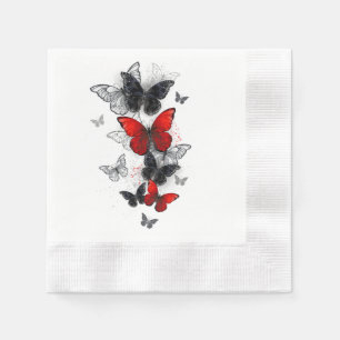 Flying Black and Red Morpho Butterfliegen Serviette