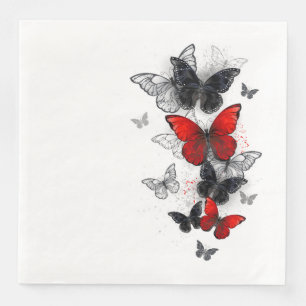 Flying Black and Red Morpho Butterfliegen Serviette