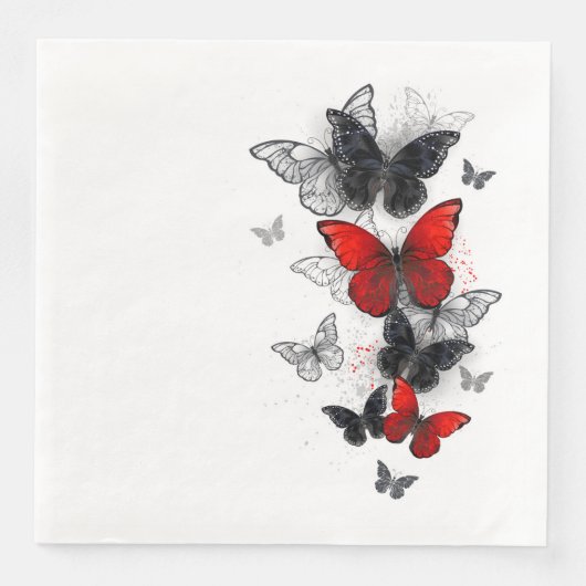 Flying Black and Red Morpho Butterfliegen Serviette (Vorderseite)