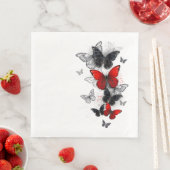 Flying Black and Red Morpho Butterfliegen Serviette (Beispiel)