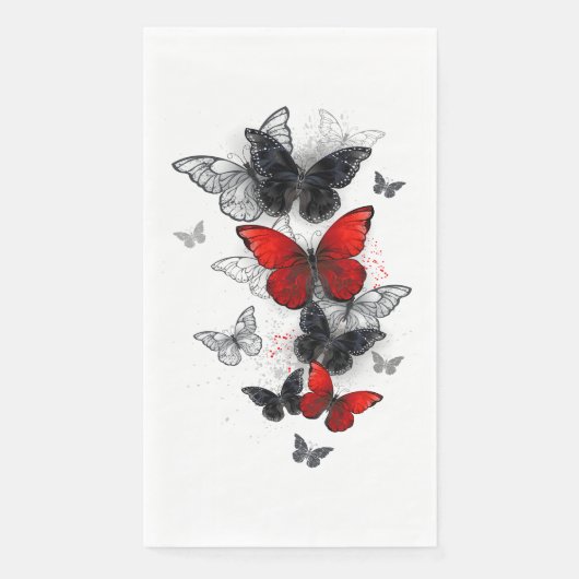 Flying Black and Red Morpho Butterfliegen Serviette (Vorderseite)