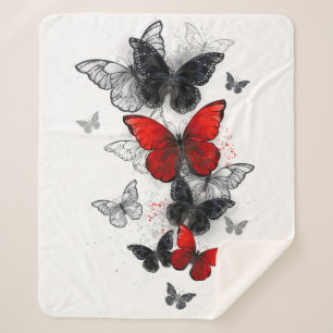 Flying Black and Red Morpho Butterfliegen Sherpadecke