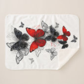 Flying Black and Red Morpho Butterfliegen Sherpadecke (Vorderseite (Horizontal))