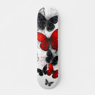 Flying Black and Red Morpho Butterfliegen Skateboard