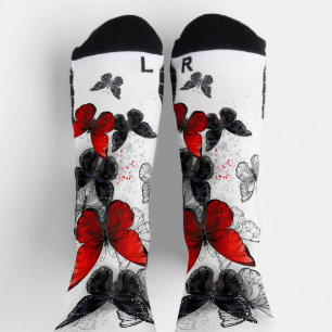 Flying Black and Red Morpho Butterfliegen Socken