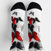 Flying Black and Red Morpho Butterfliegen Socken (Oben)