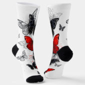 Flying Black and Red Morpho Butterfliegen Socken (Gewinkelt)