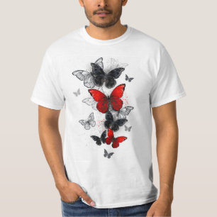 Flying Black and Red Morpho Butterfliegen T-Shirt