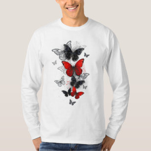 Flying Black and Red Morpho Butterfliegen T-Shirt