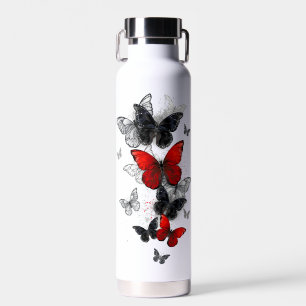 Flying Black and Red Morpho Butterfliegen Trinkflasche