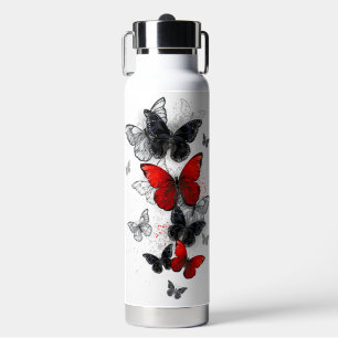 Flying Black and Red Morpho Butterfliegen Trinkflasche