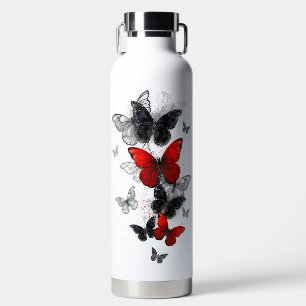 Flying Black and Red Morpho Butterfliegen Trinkflasche