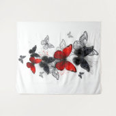 Flying Black and Red Morpho Butterfliegen Wandteppich (Vorderseite (Horizontal))