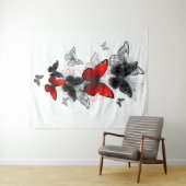Flying Black and Red Morpho Butterfliegen Wandteppich (Beispiel (Horizontal))